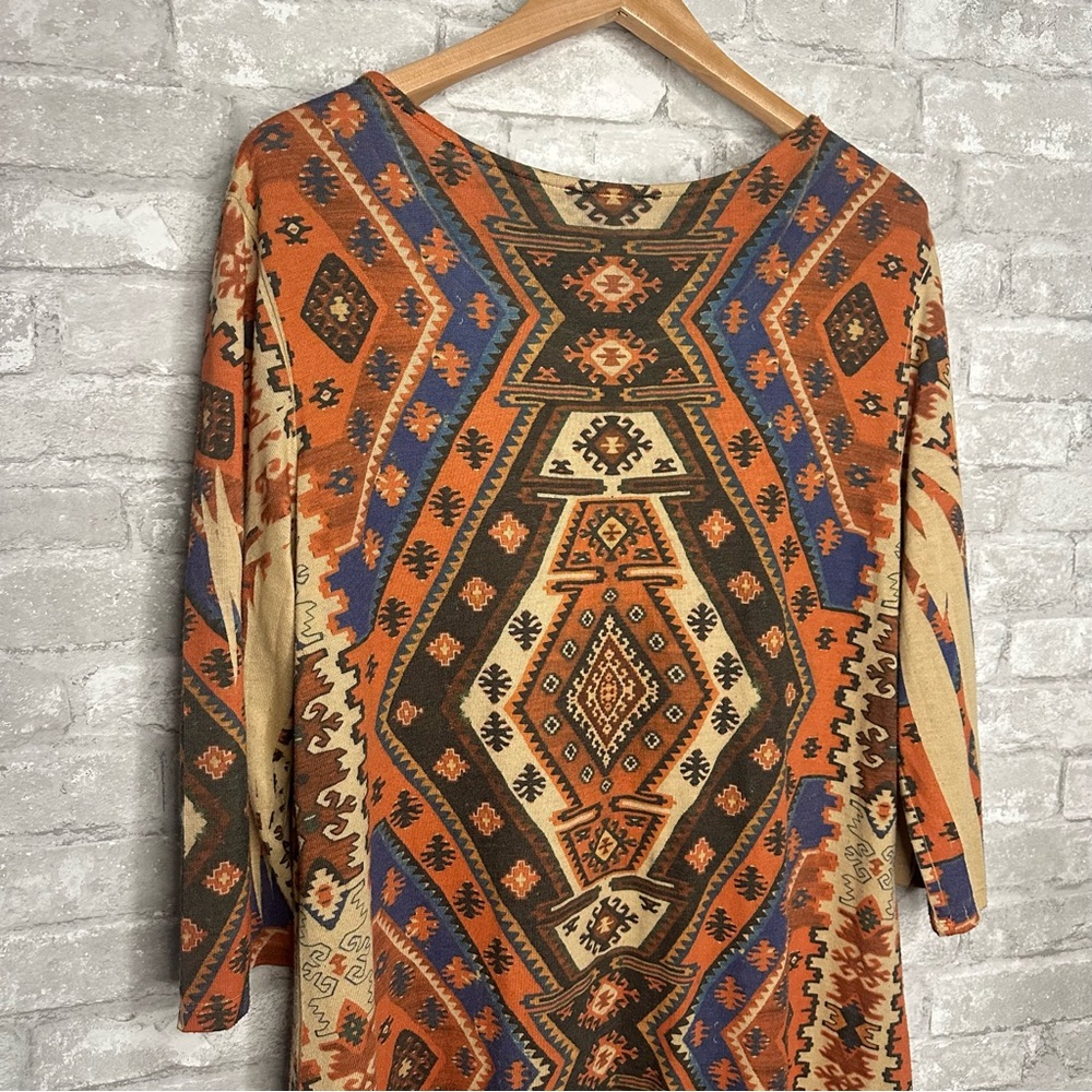 EUC Fresh of LA Bohemian Geometric Print Dress Multicolor Size 2X - Picture 6 of 14